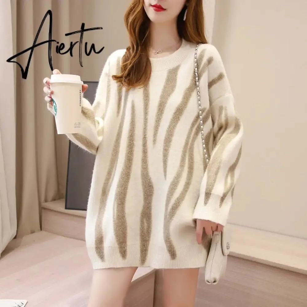 Aiertu Autumn Winter Women Cardigans Warm Knitted Sweater Jacket Pocket Embroidery Fashion Knit Cardigan Coat Lady Loose Sweaters tops