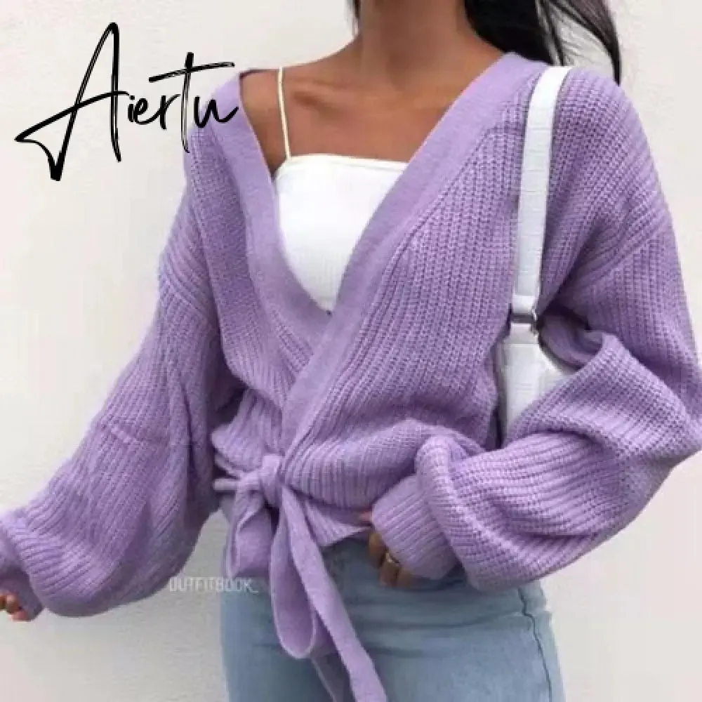 Aiertu Autumn Winter Women Cardigans Warm Knitted Sweater Jacket Pocket Embroidery Fashion Knit Cardigan Coat Lady Loose Sweaters tops