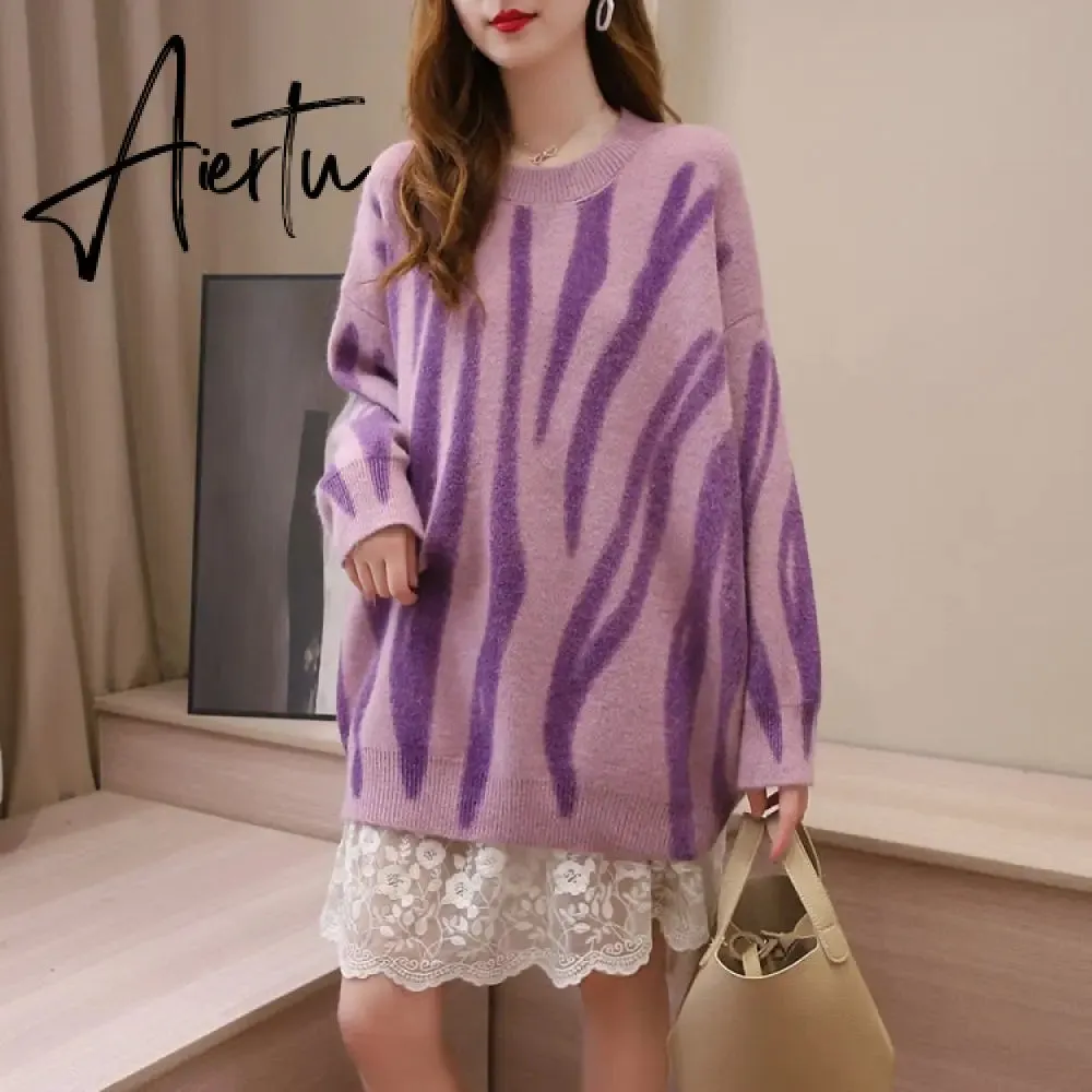 Aiertu Autumn Winter Women Cardigans Warm Knitted Sweater Jacket Pocket Embroidery Fashion Knit Cardigan Coat Lady Loose Sweaters tops