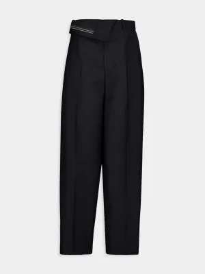 Asymmetric Waist Mohair Trousers