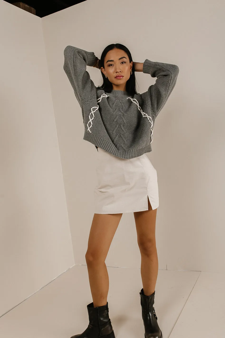 Bella Knit Sweater in Grey