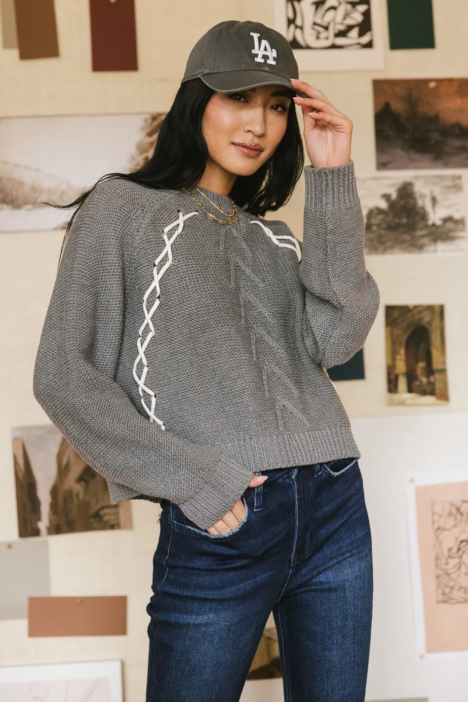 Bella Knit Sweater in Grey