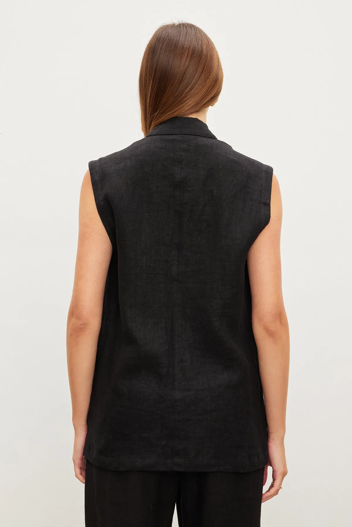 BETHAN HEAVY LINEN SLEEVELESS BLAZER