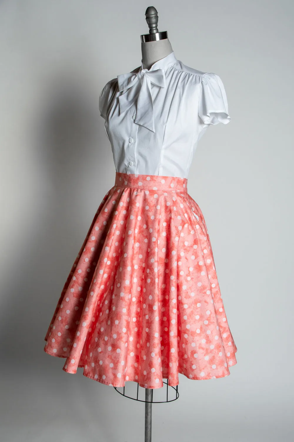 Circle Skirt - Watercolor Dot, Coral