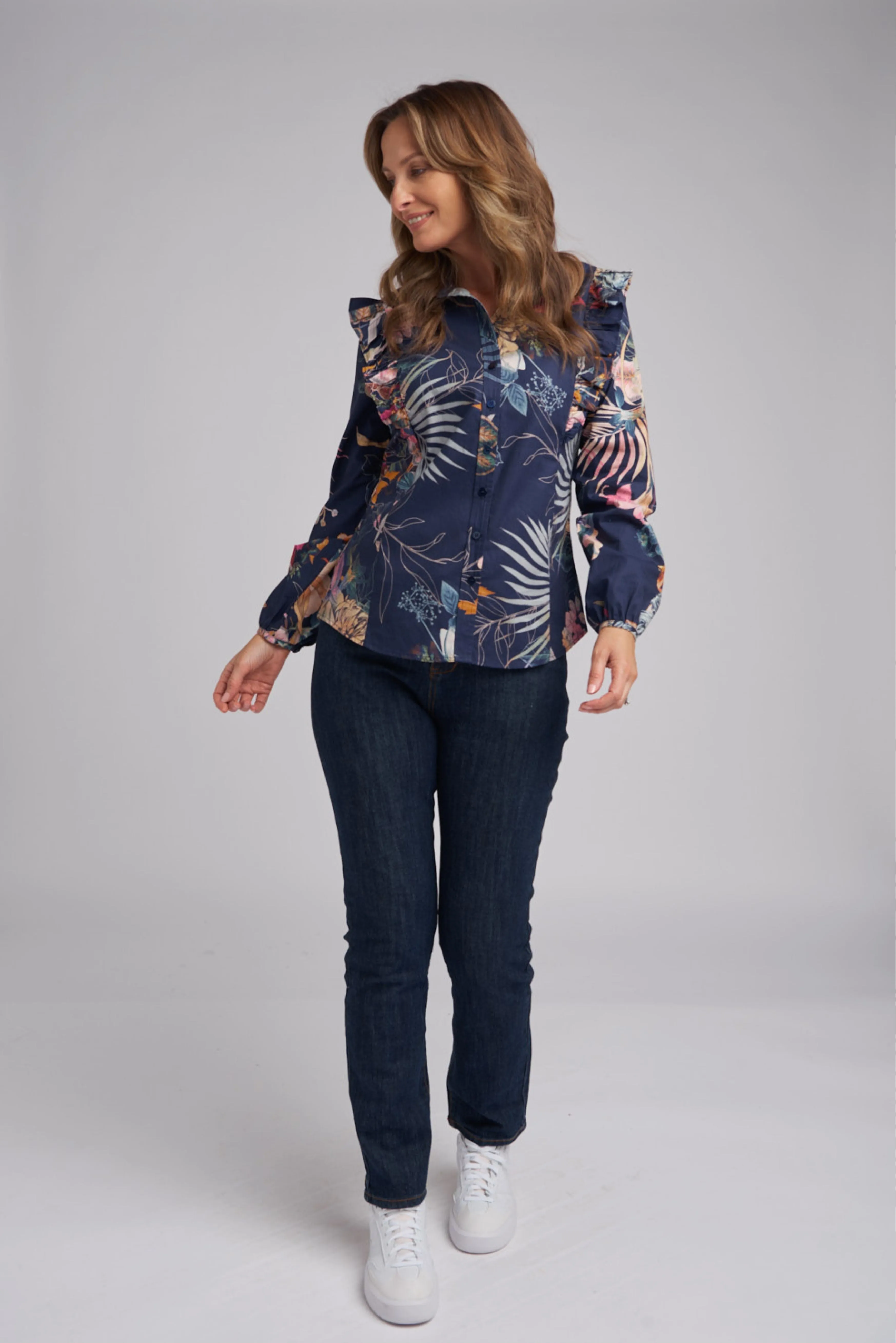 Classic Paradise Print Cotton Frill Shirt