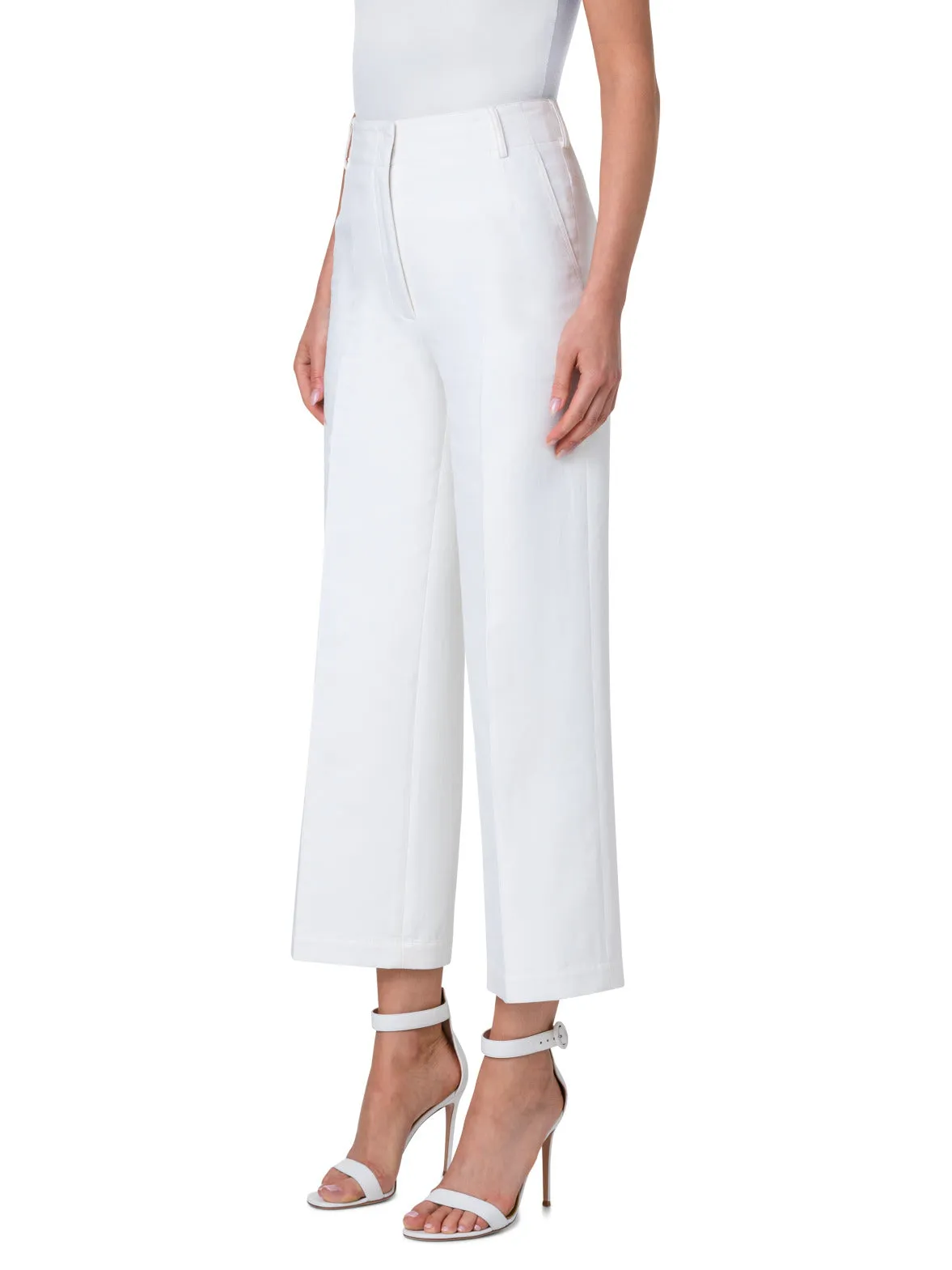 Cotton Twill Cropped Pants