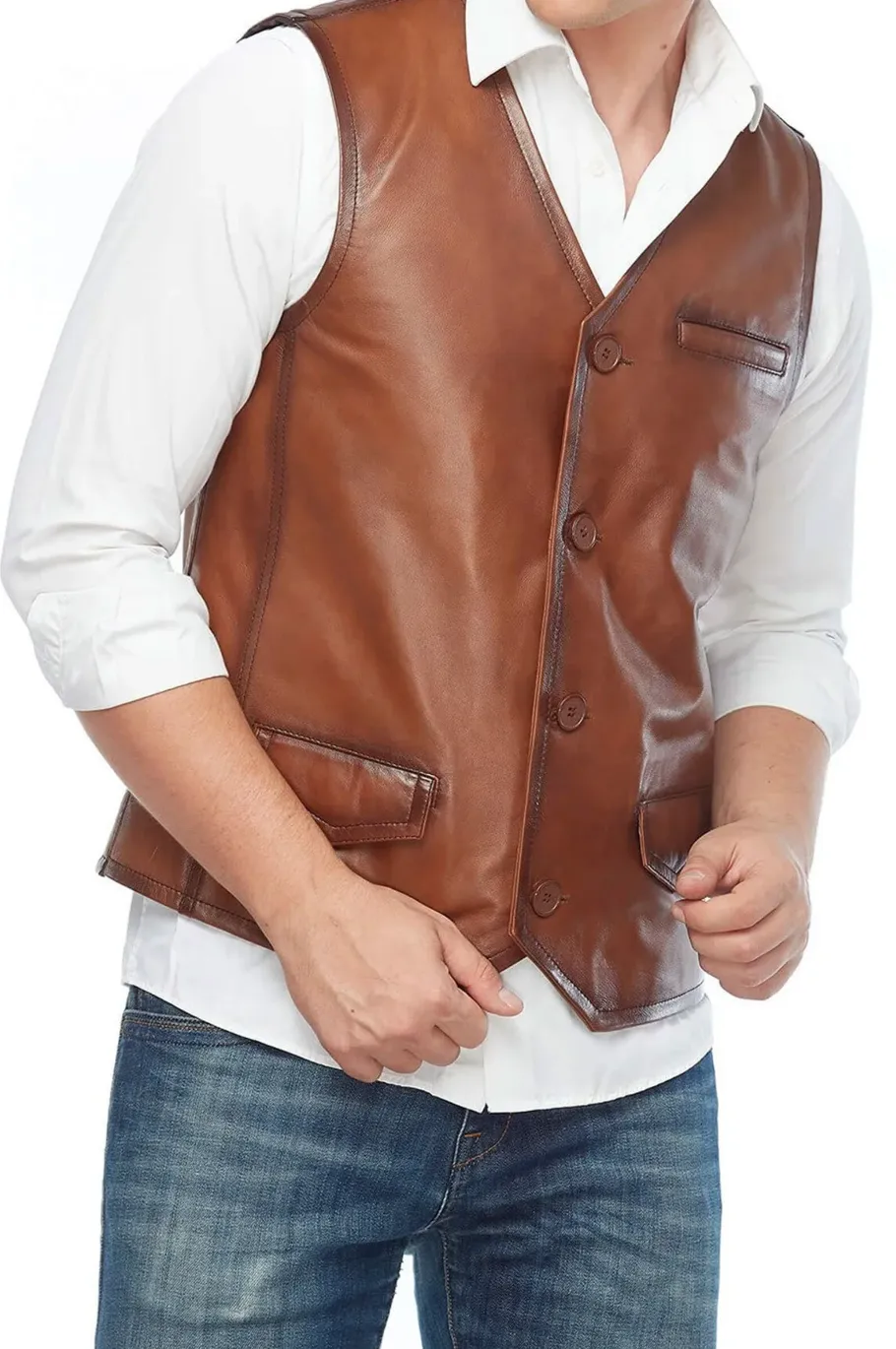 Cowboy Genuine Leather Motorcycle Vest