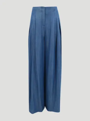 Drew Wide-Leg Tencel Pant in Indigo