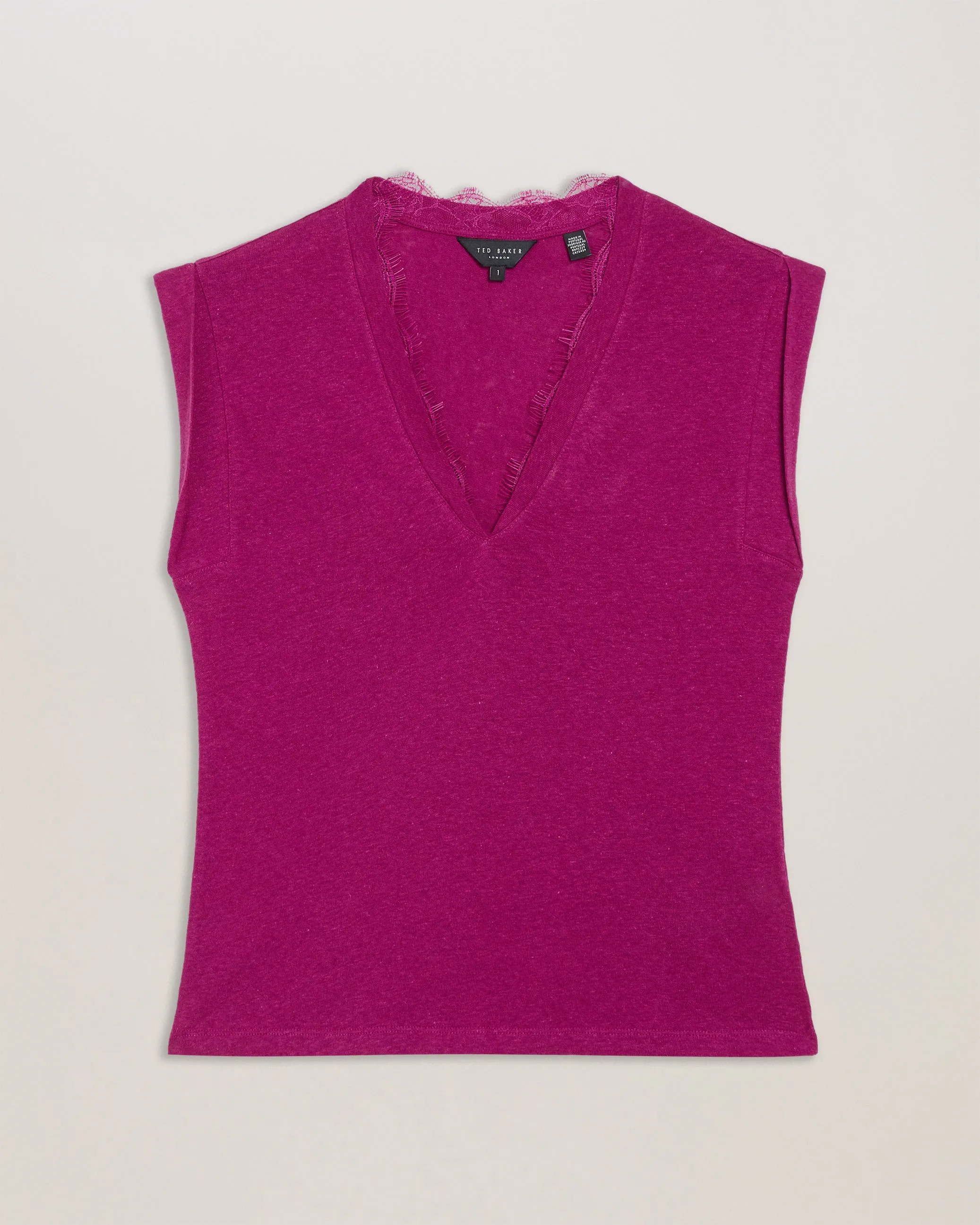 Effiy V-Neck Vest With Lace Neckline Purple