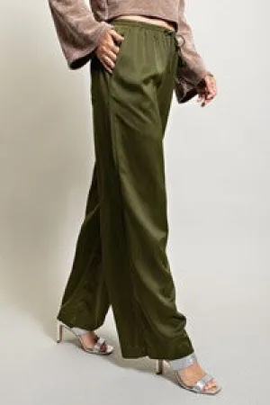 Elastic Band Satin Pants