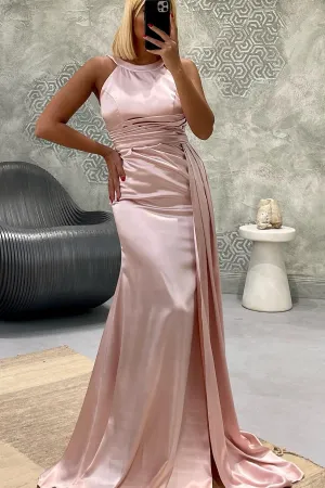 Elegant Jewel Strapless Mermaid Long Prom Dress With Pleated