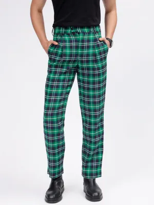 Gant Men Green Checked Slim Fit Mid Rise Trouser