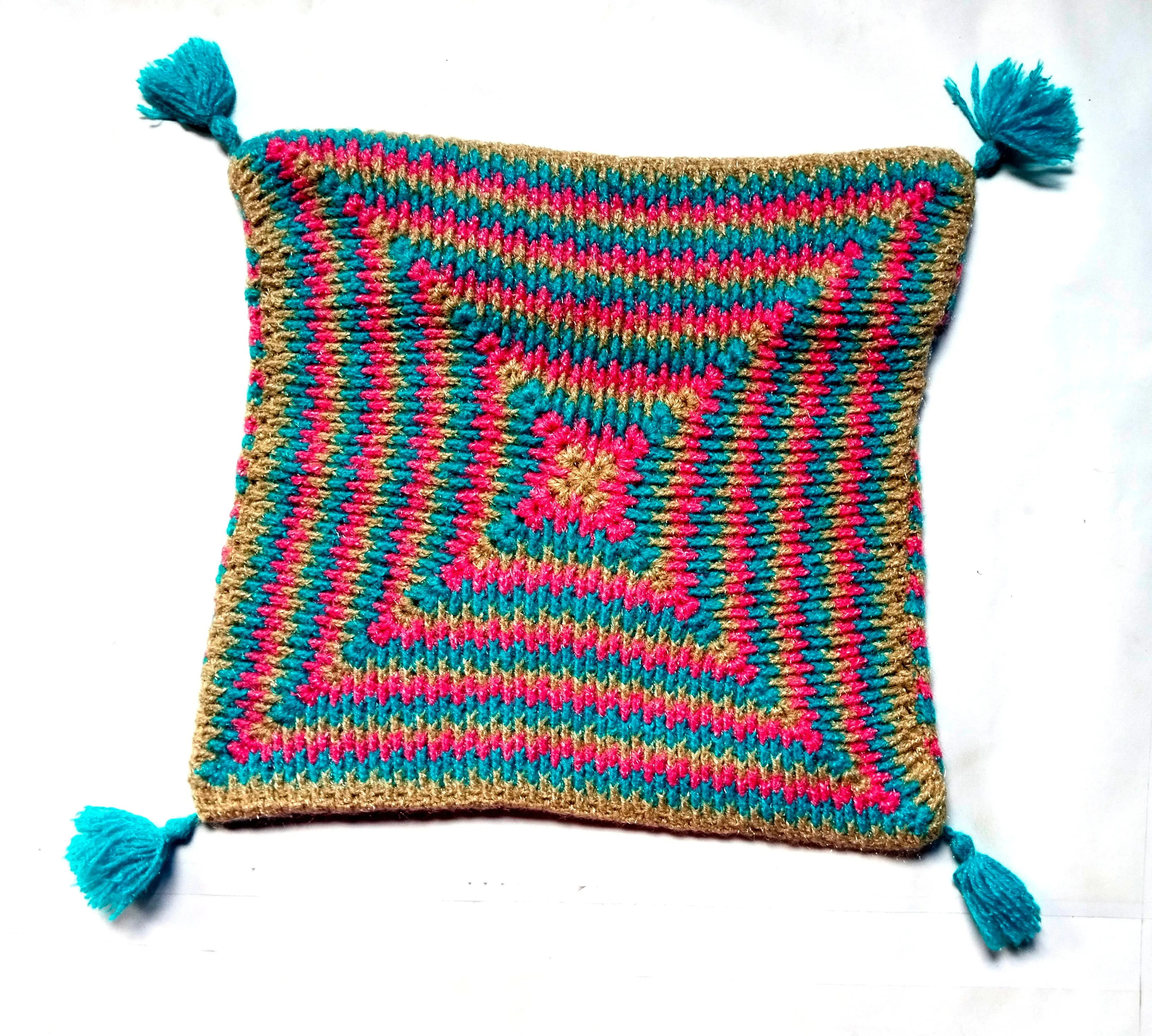 Graminarts Handmade Woolen Crocheted Home Decor Pillow Cover