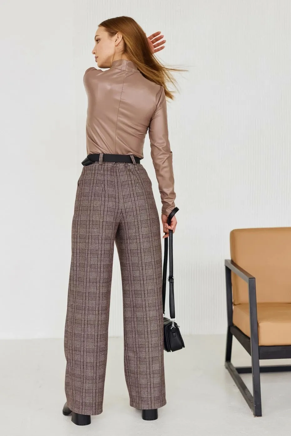 High Waist Palazzo Pants Brown Stylish Pants