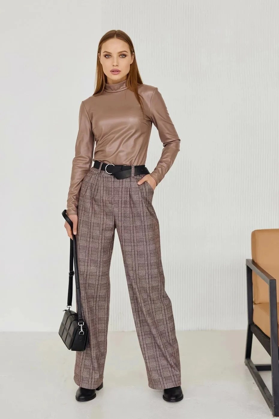 High Waist Palazzo Pants Brown Stylish Pants