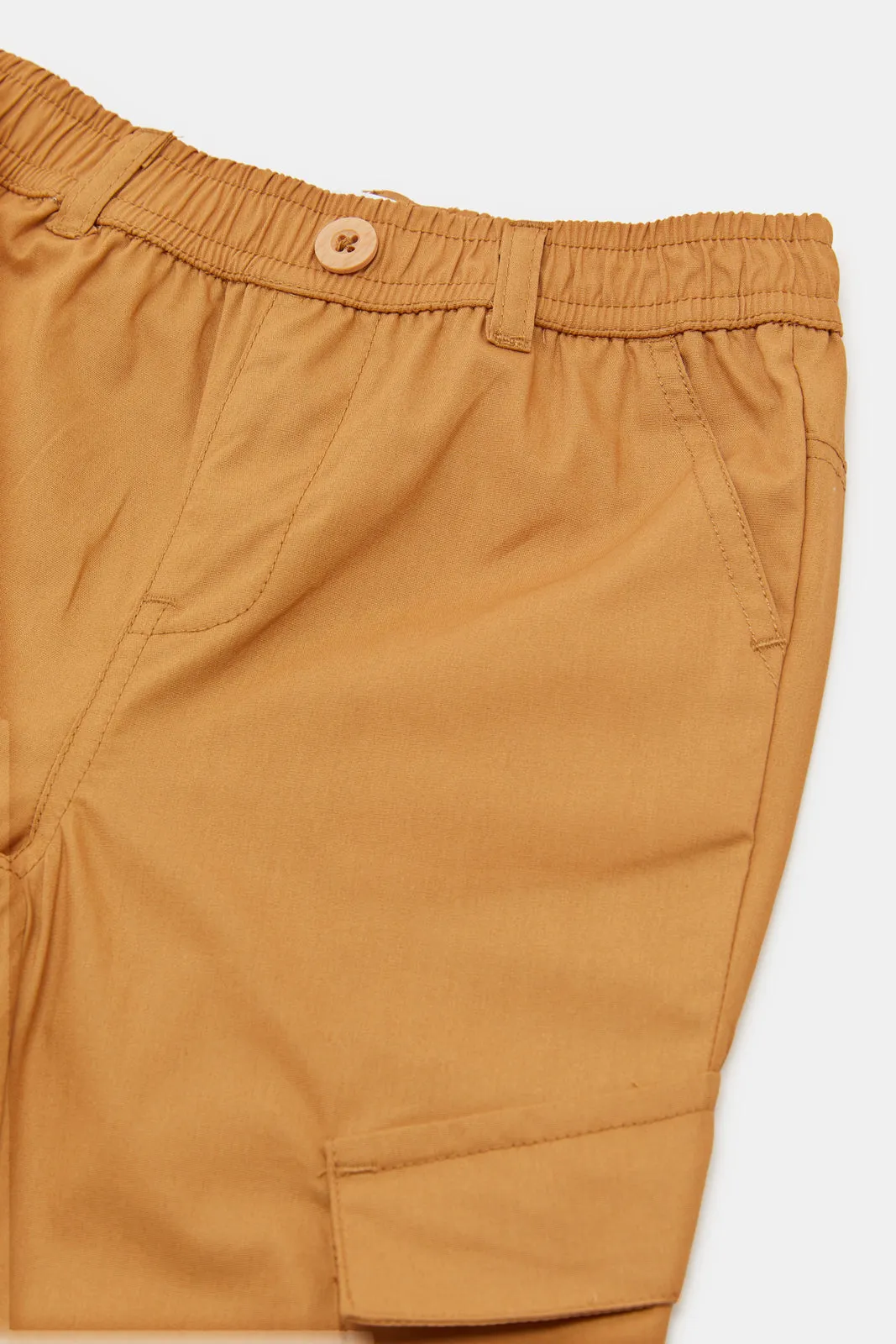 Infant Boys Brown Cargo Pull On Pants