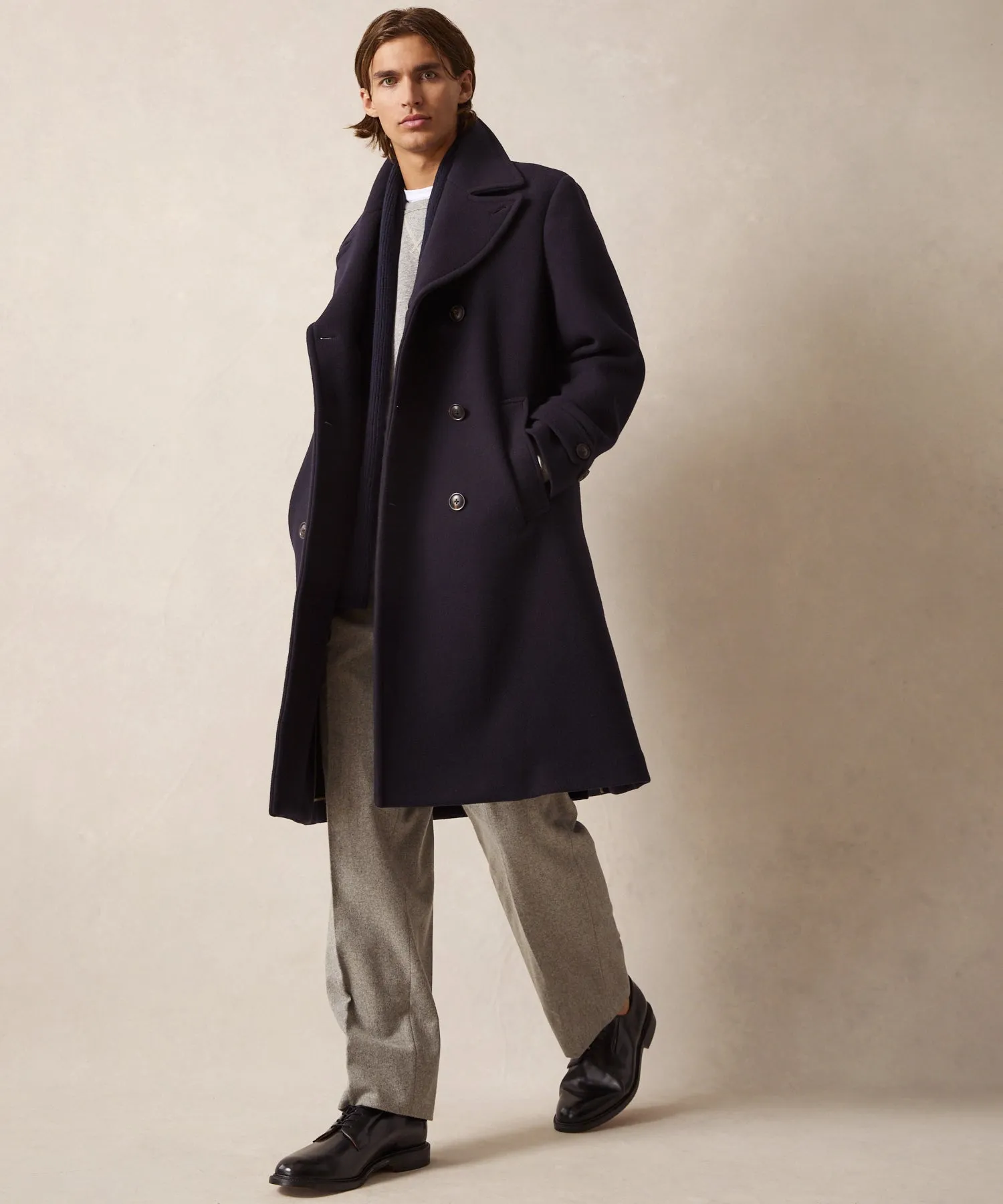 Italian Wool Officer Coat in Navy