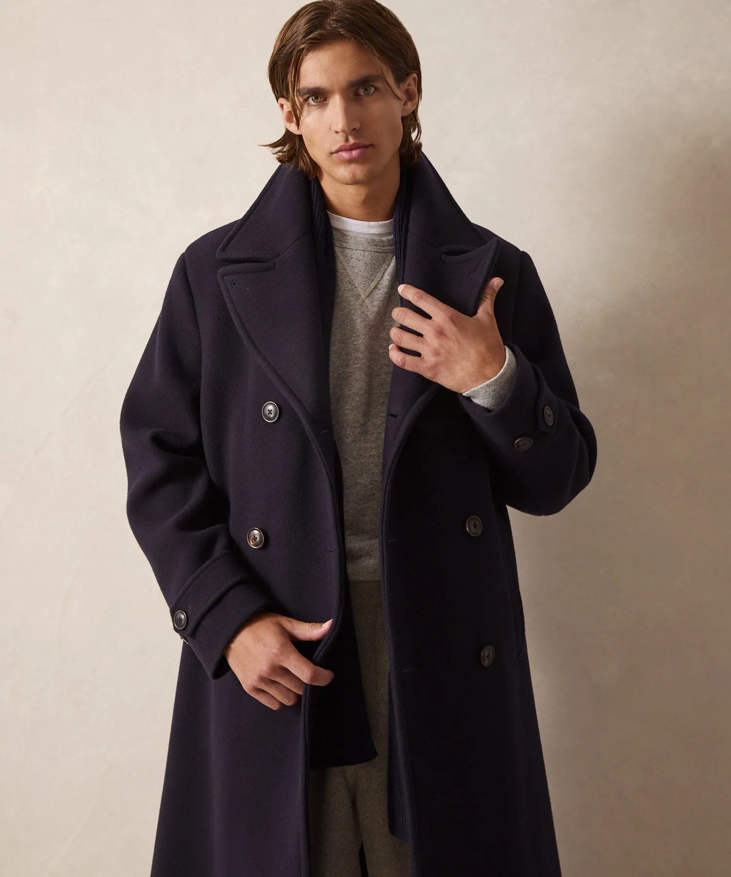 Italian Wool Officer Coat in Navy