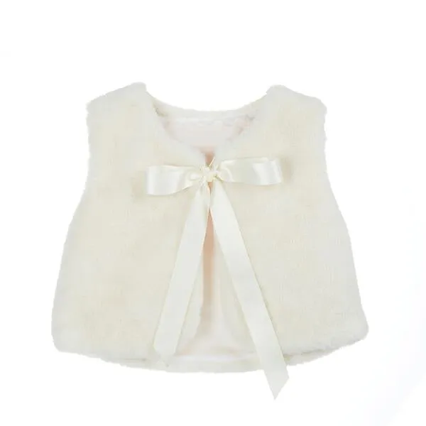 Ivory Fur Ribbon Vest