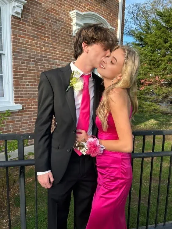 kamahe Sexy Mermaid Long Hot Pink Prom Dress 22th Birthday Outfits