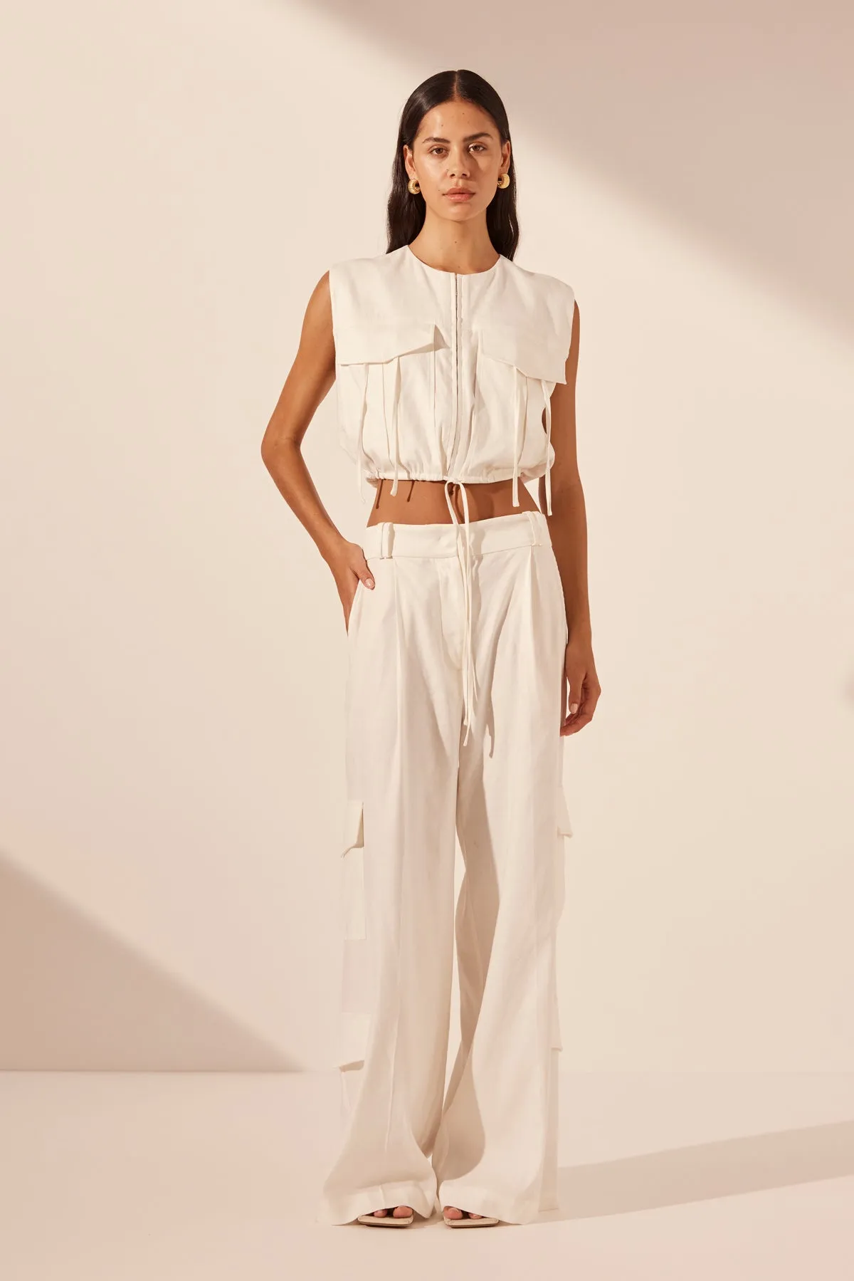 KASBAH UTILITY CROPPED TOP - RICE