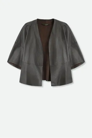 KORA OPEN FRONT JACKET TOPPER IN ITALIAN LEATHER