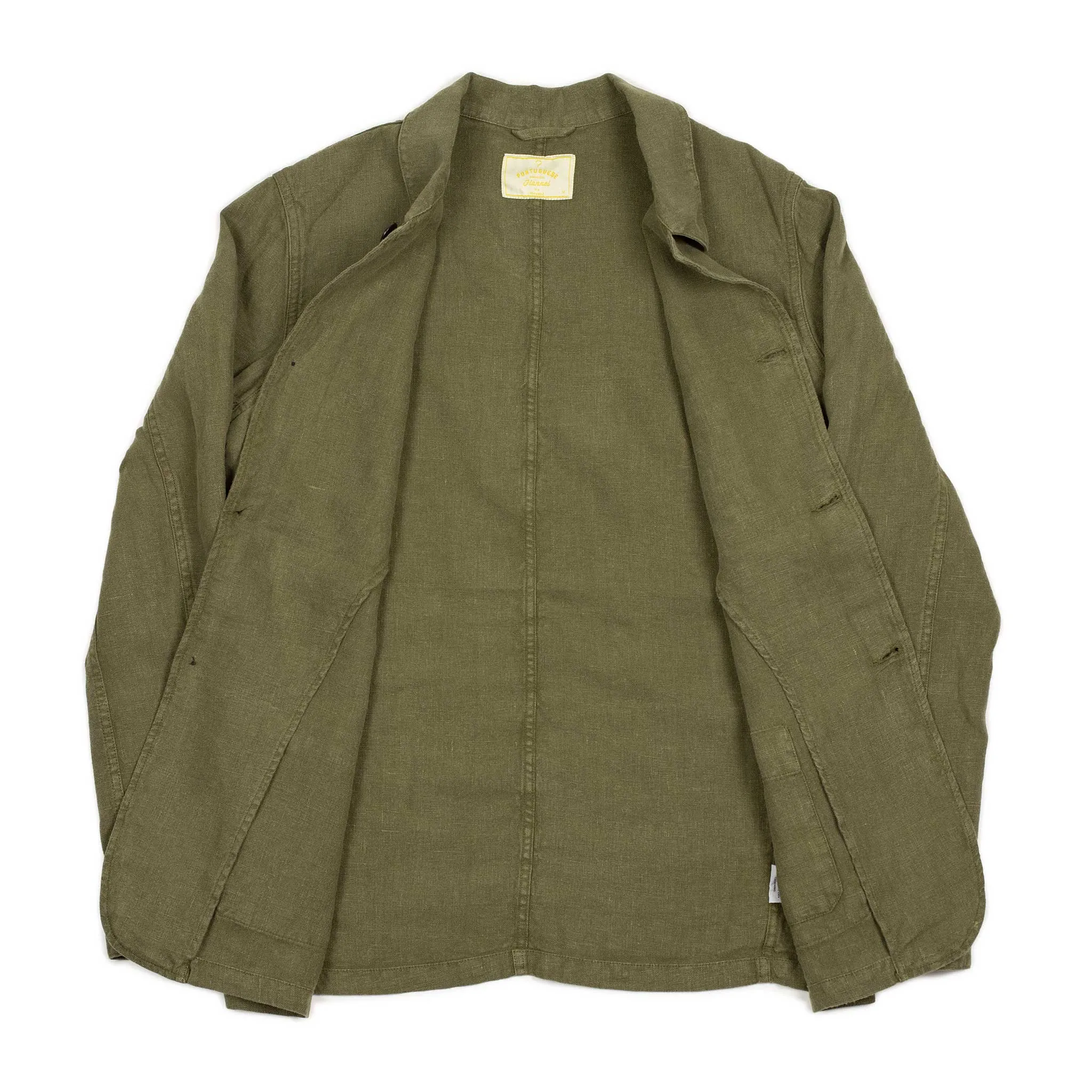 Labura unlined chore jacket in olive washed linen (restock)