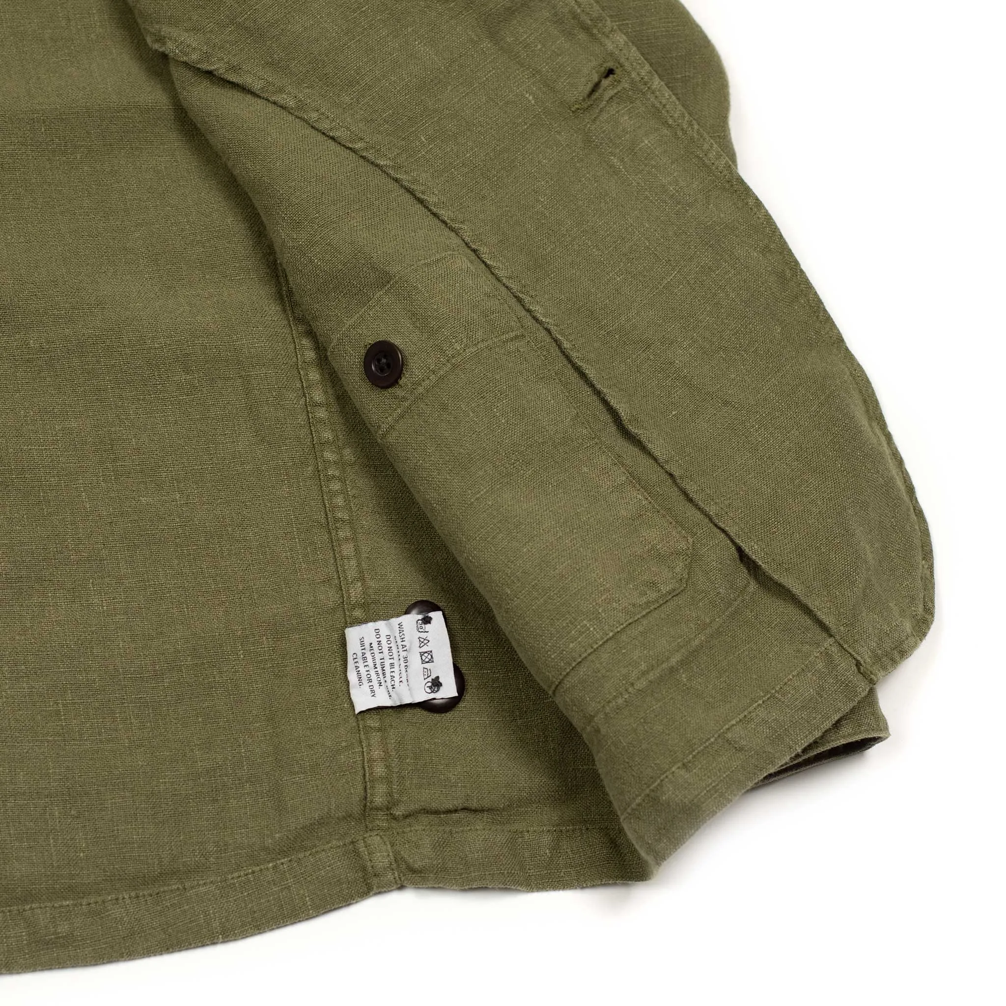 Labura unlined chore jacket in olive washed linen (restock)