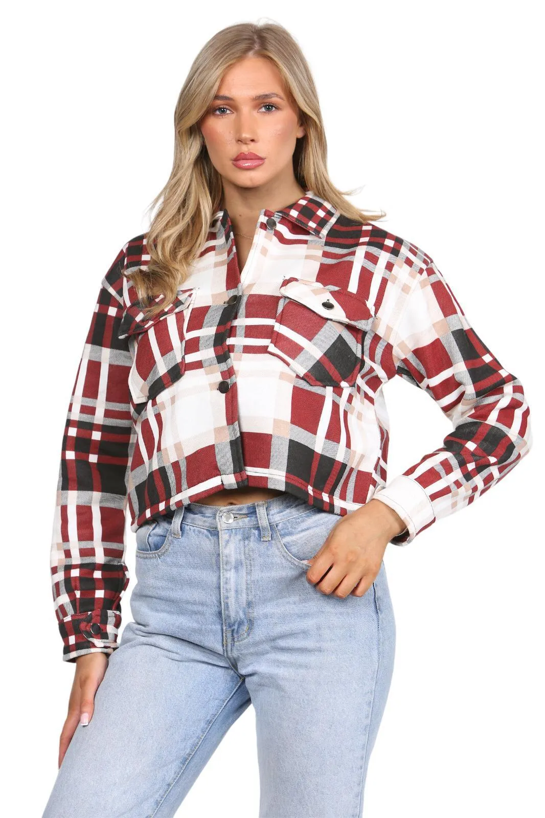 Ladies Collar Checked Jacket