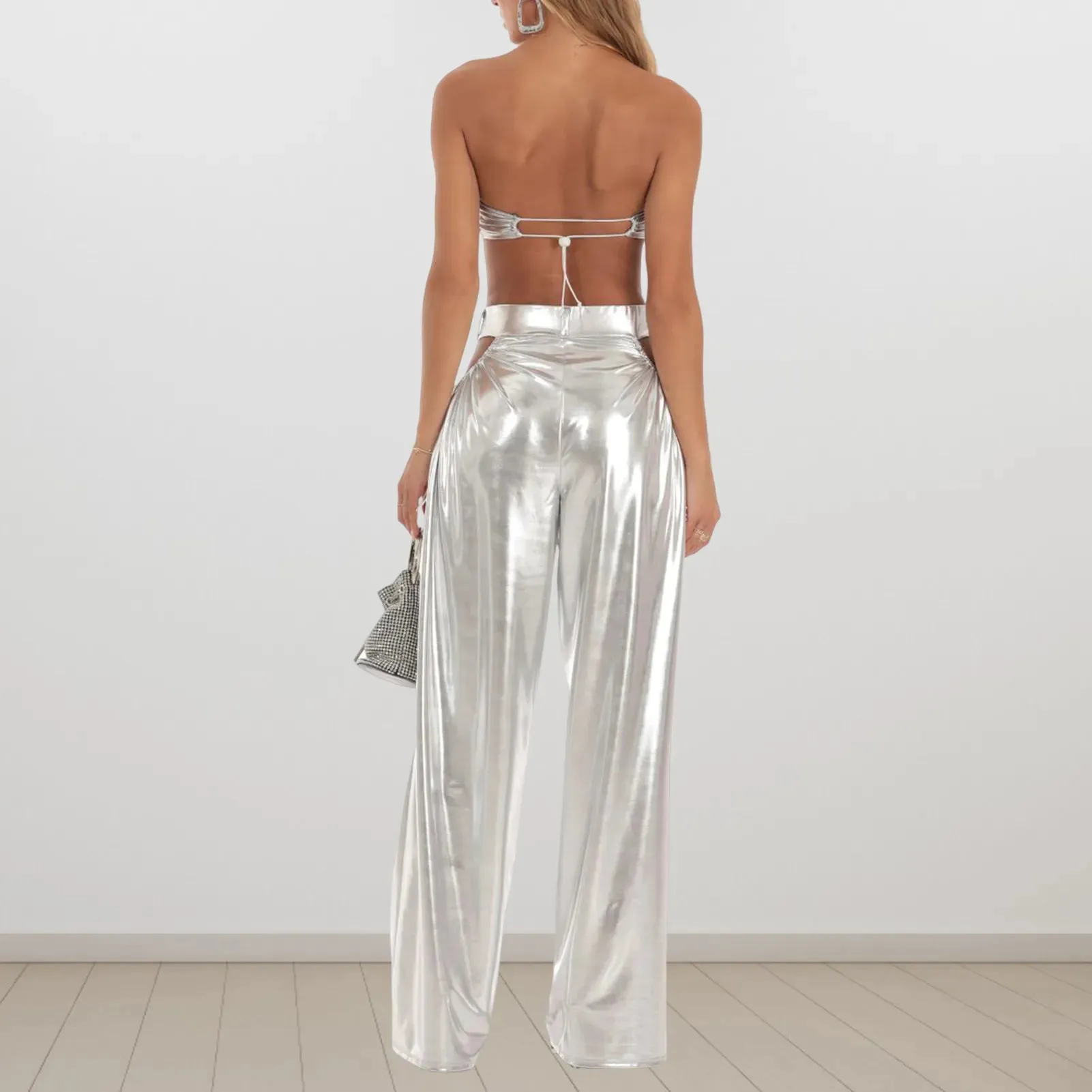 Metallic Drawstring Pant Set