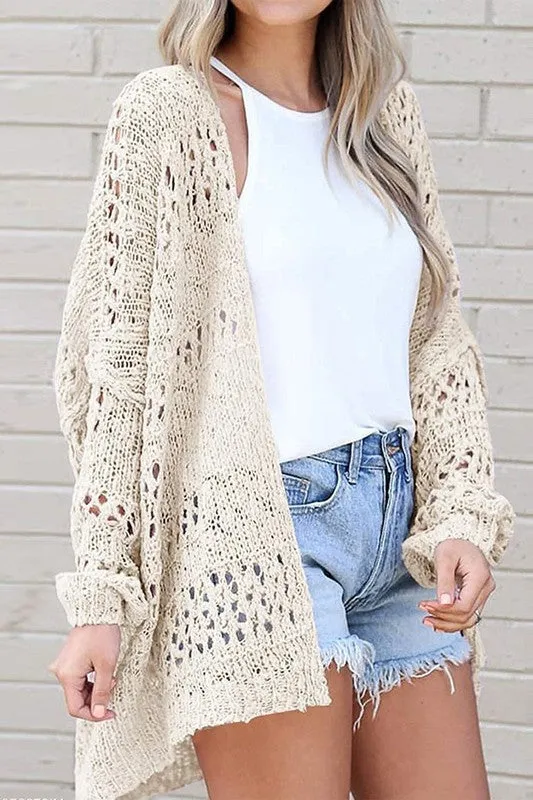 Millie Crochet Dolman Knit Sleeve Cardigann