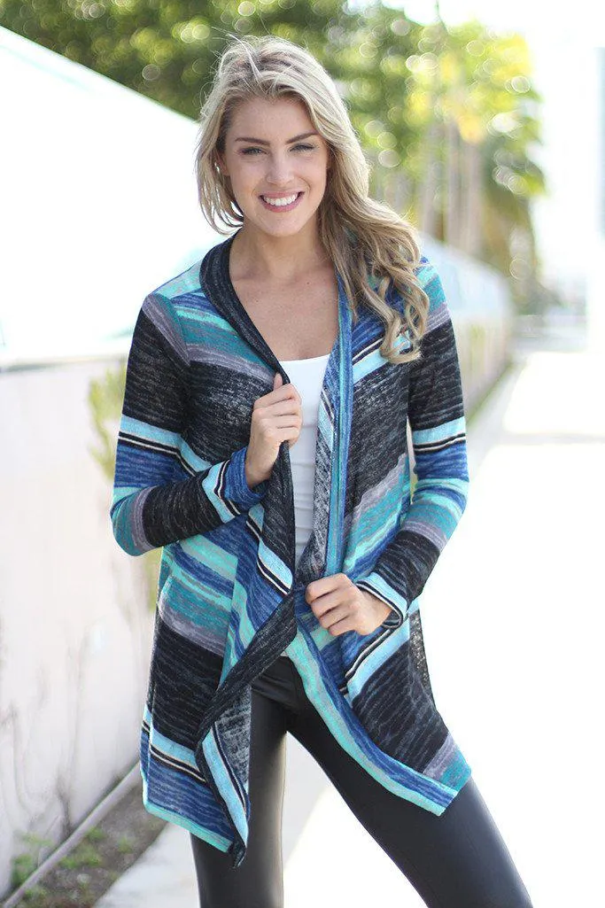 Navy Striped Cardigan