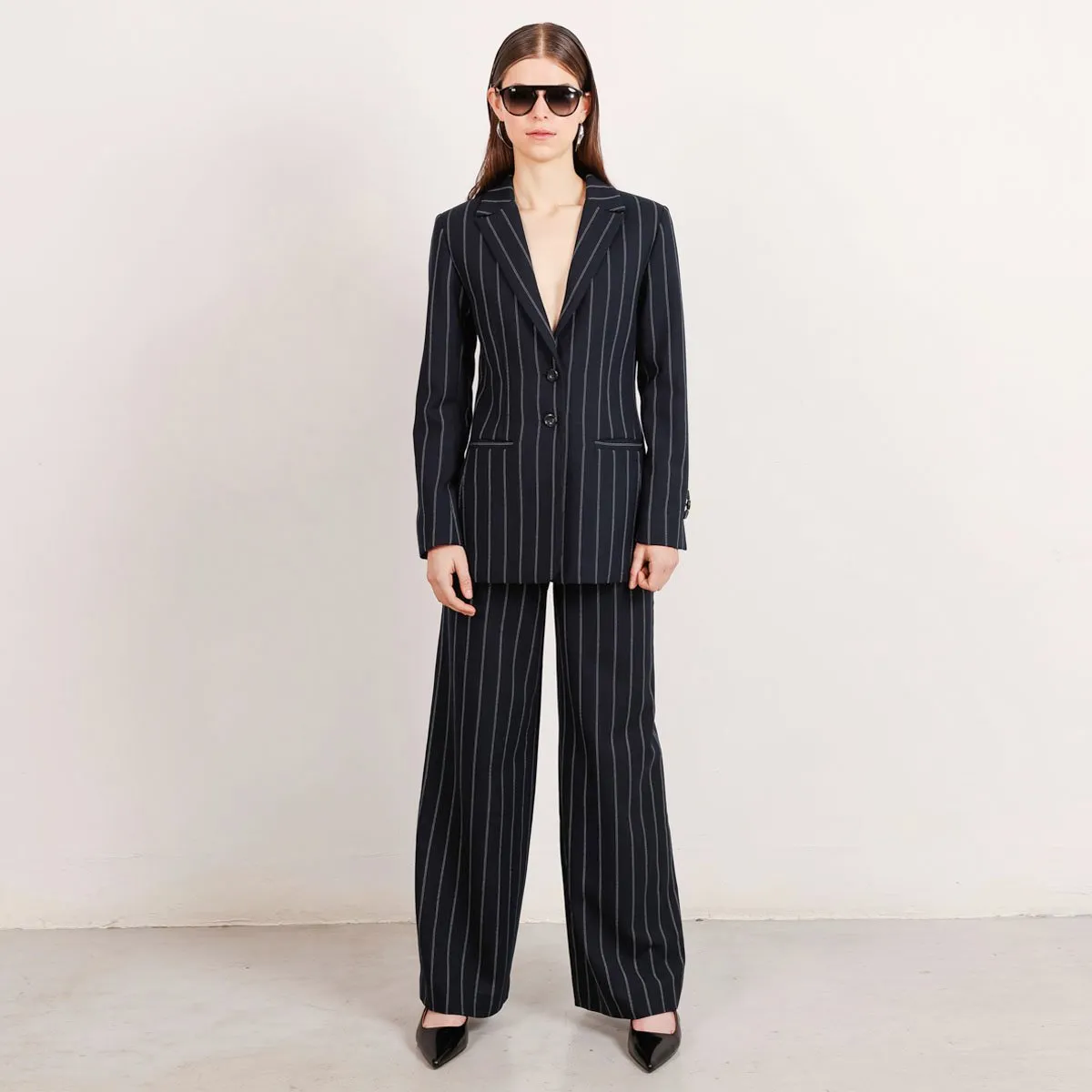 Paris Wide Leg Trousers Pinstripe