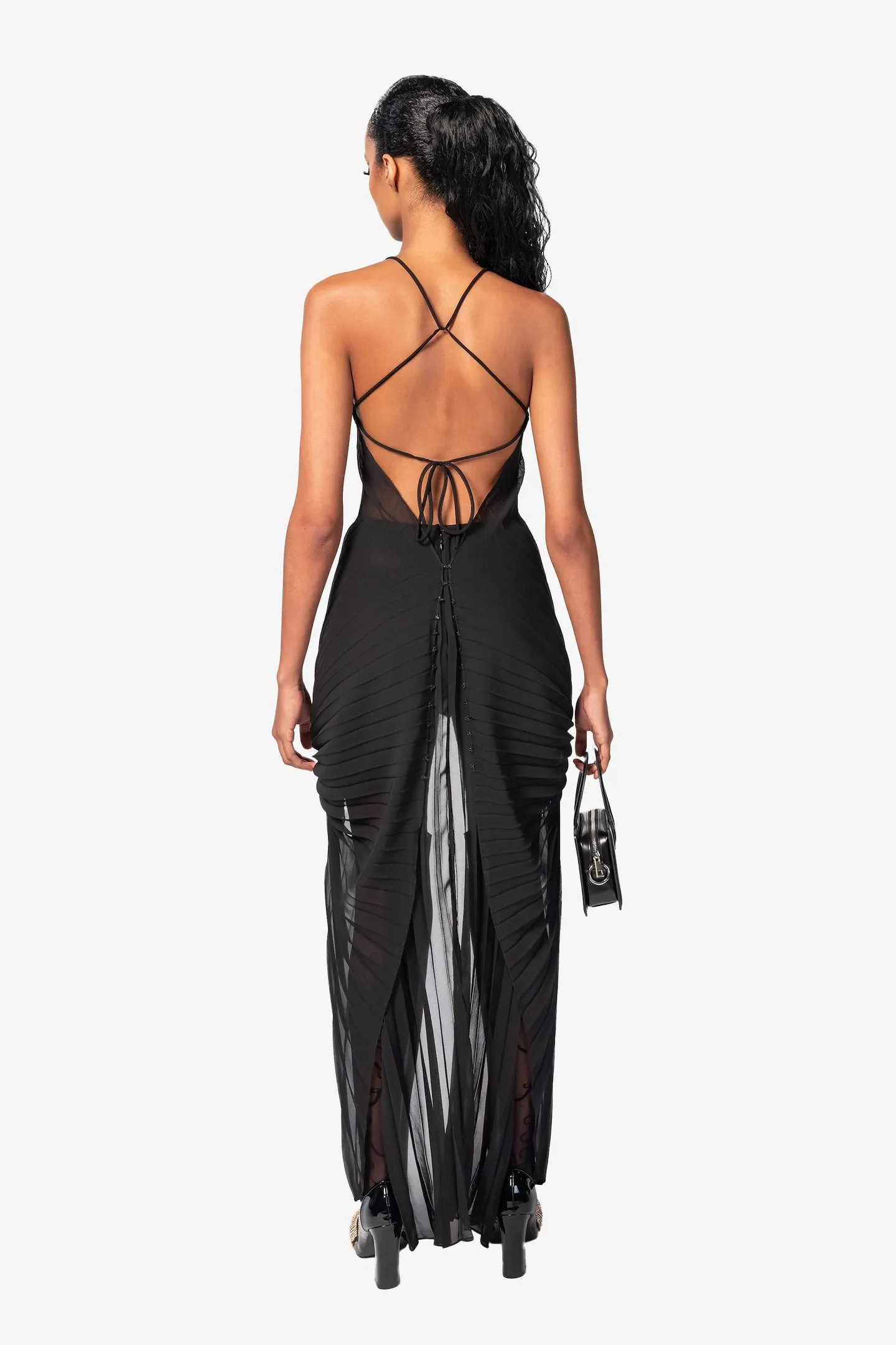 Pleated Halter Jumpsuit - Black