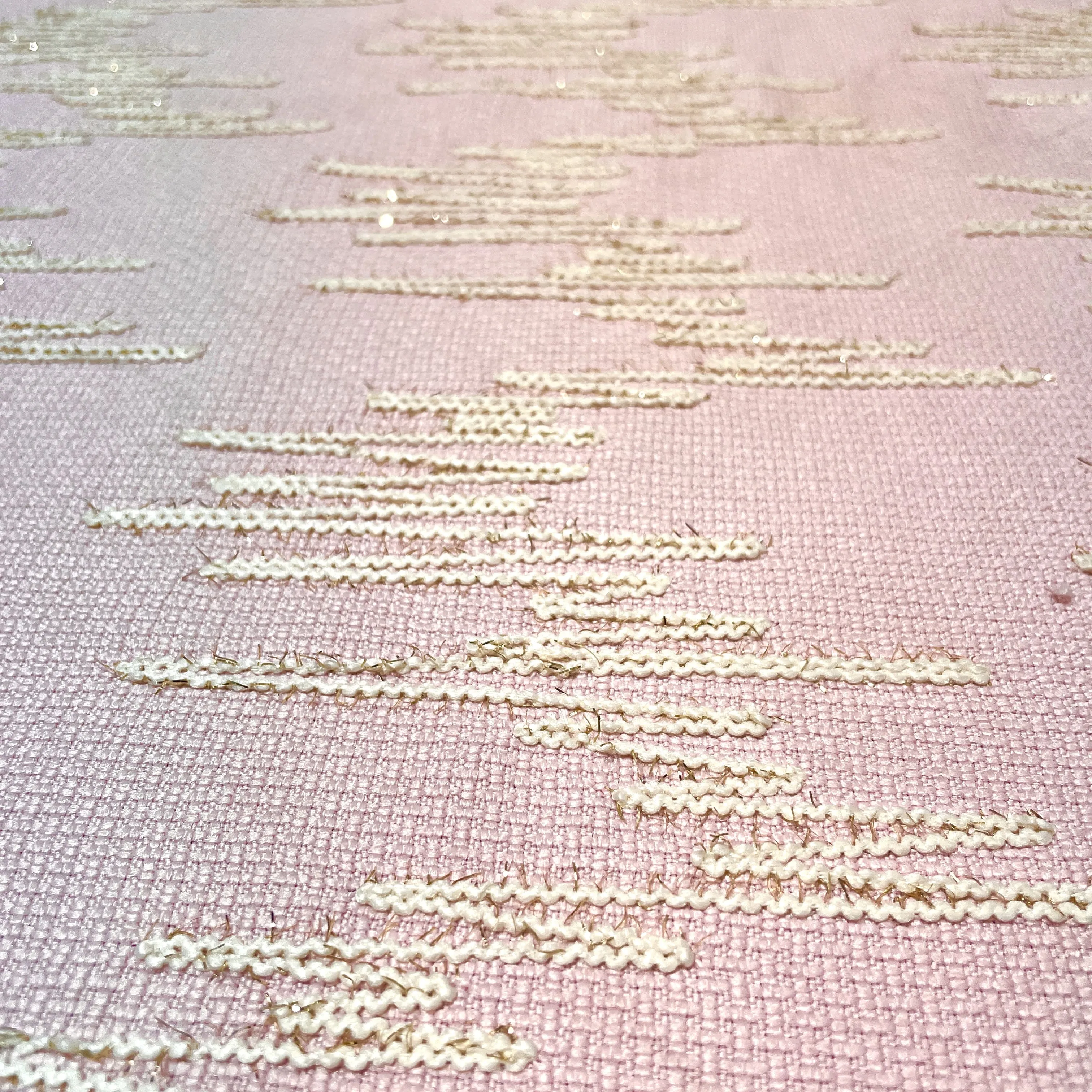 Premium Pink Abstract Handloom Tweed Fabric