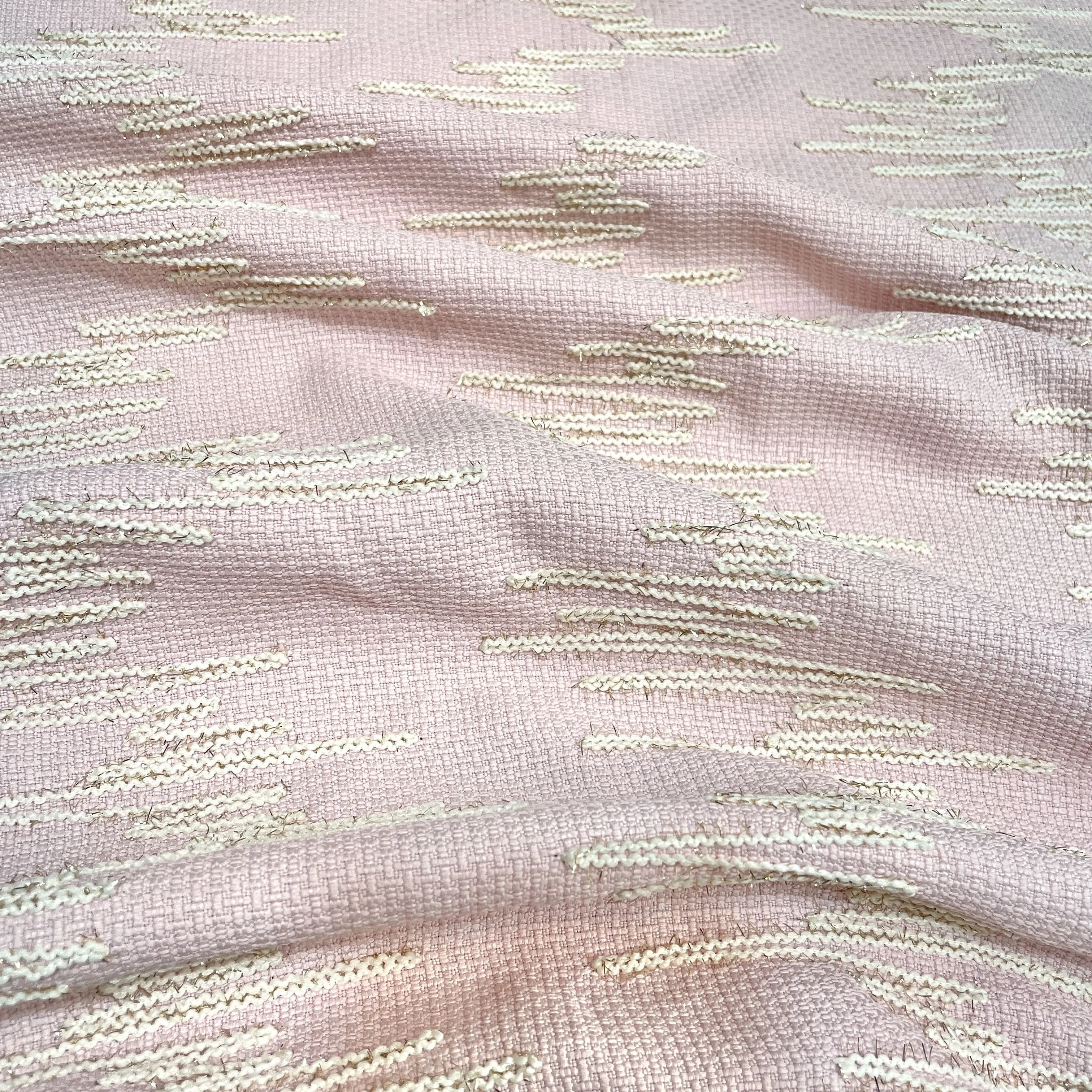 Premium Pink Abstract Handloom Tweed Fabric