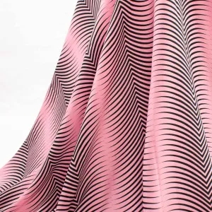 Printed Crepe Abstract Wavy Pink