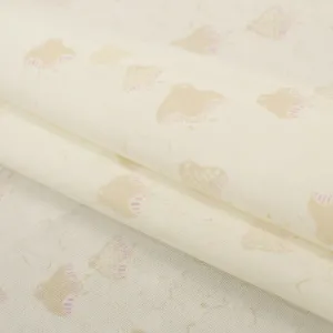 Printed Crepe Beige Birds on Ivory