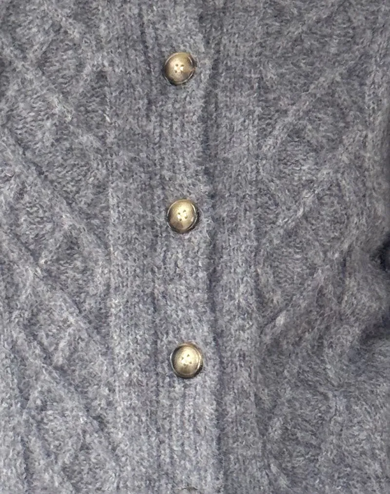 Cozy Cable Knit Grey Cardigan - Rigel Collection