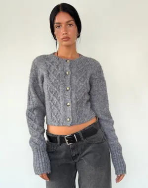 Cozy Cable Knit Grey Cardigan - Rigel Collection