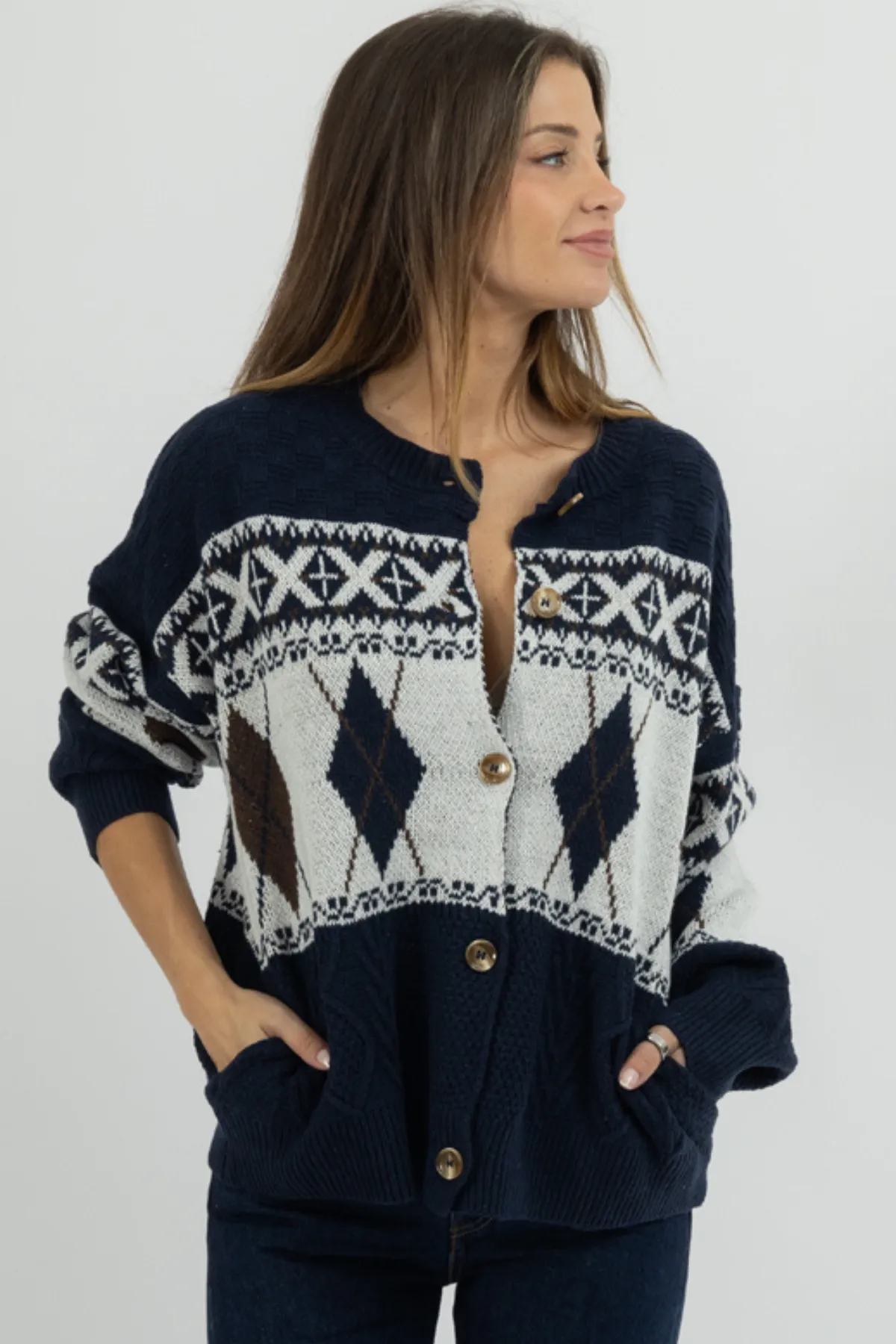 SEATTLE PRINT KNIT CARDIGAN