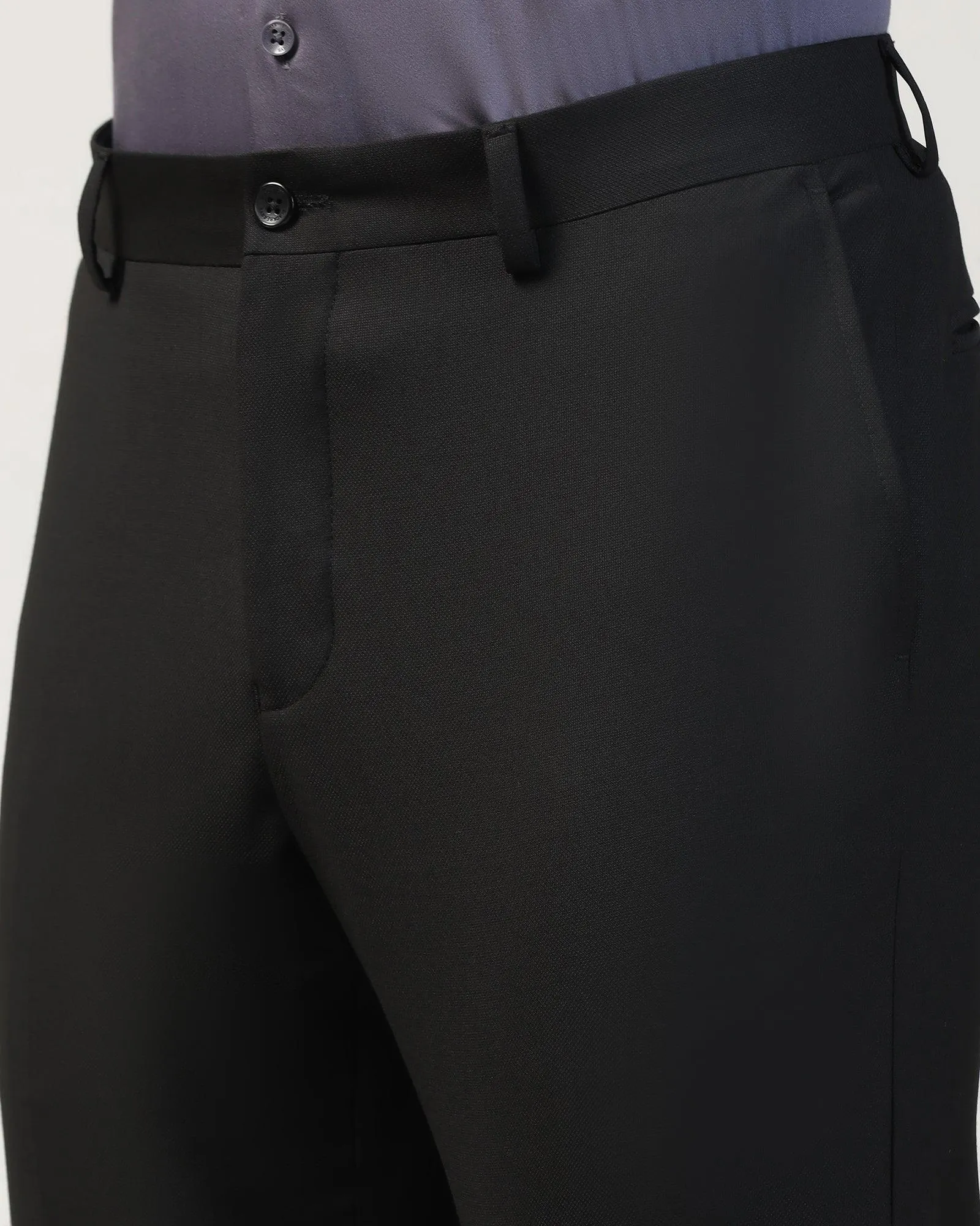 Slim Comfort B-95 Formal Black Textured Trouser - Black