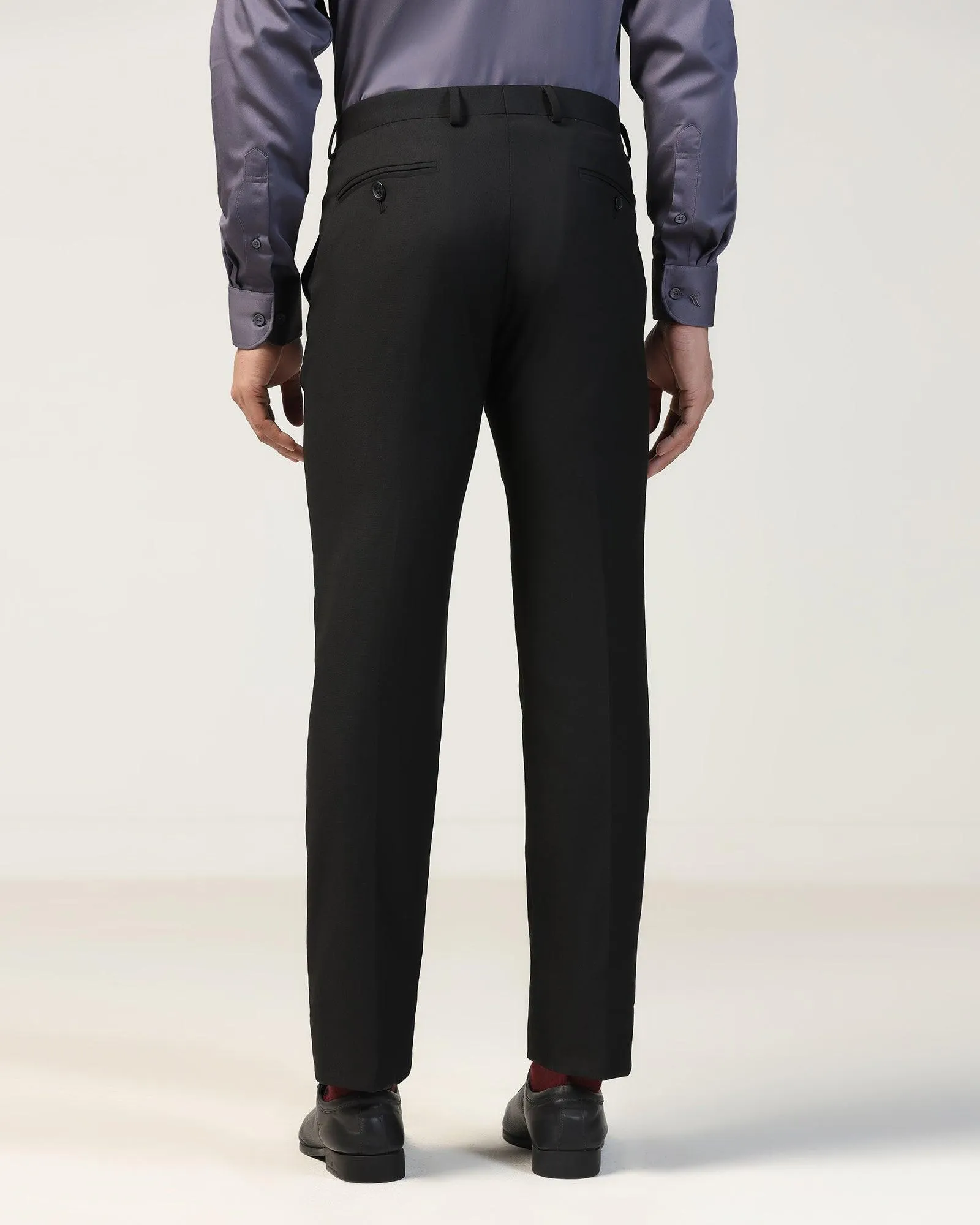 Slim Comfort B-95 Formal Black Textured Trouser - Black