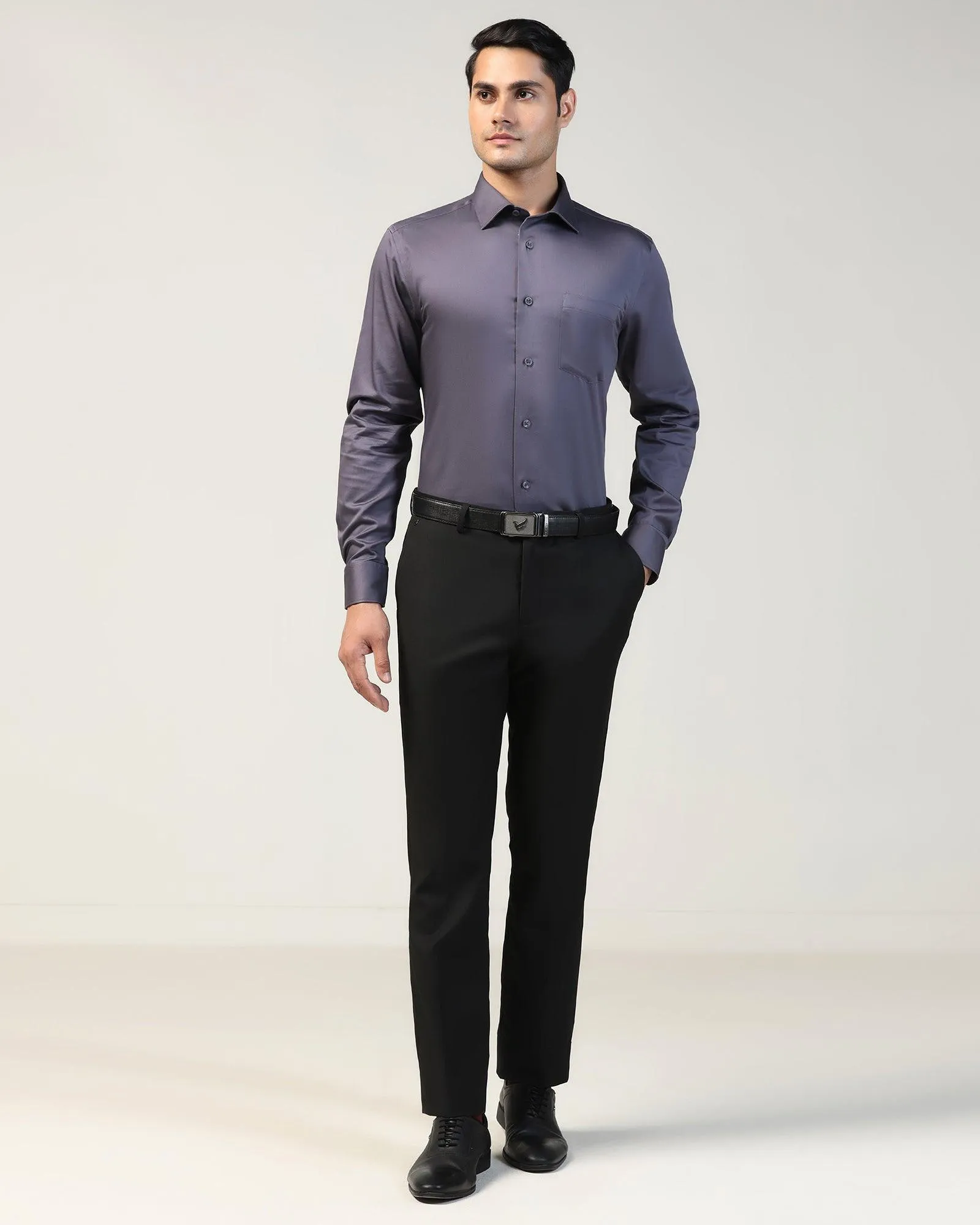 Slim Comfort B-95 Formal Black Textured Trouser - Black