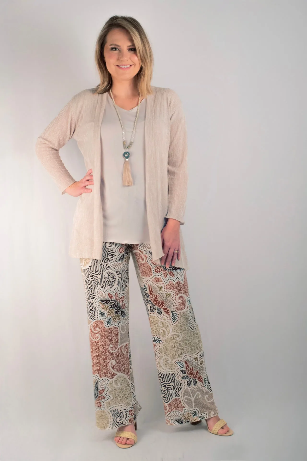 Tapestry Print Wide Leg Jersey Palazzo Pants