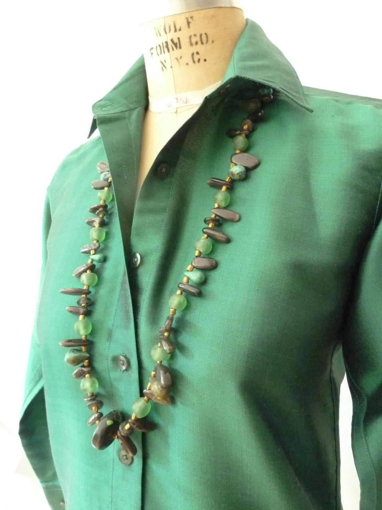 Thai Silk Button Down Shirt Basil