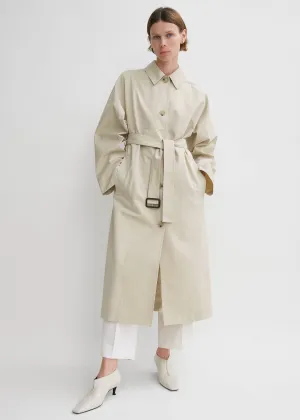 Tumbled cotton silk trench sand