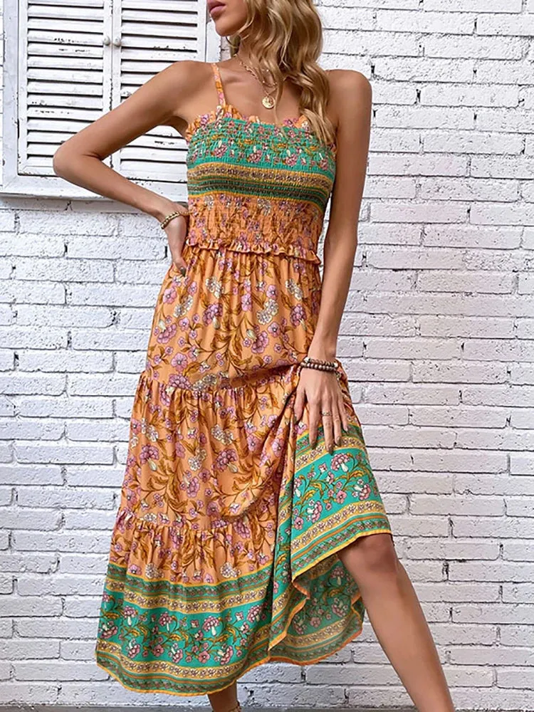 Uniwim Sexy Long Dresses For Women Fashion Backless Ruffle Boho Beach Slip Dress Summer Floral New In Dresses Women Clothing 2024