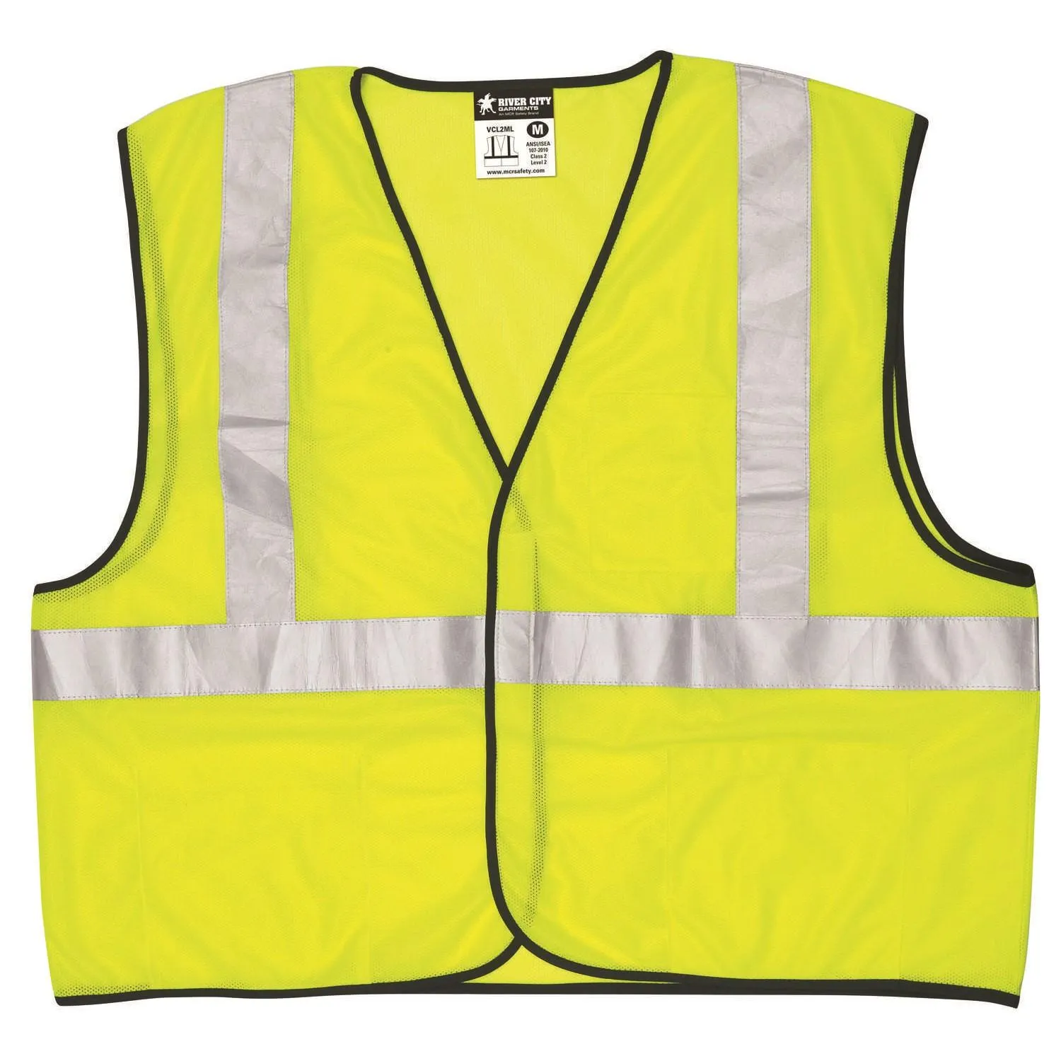 VCL2MLZX3 MCR Value Class 2,Mesh,Zipper,Safety Vest,2" Silver Stripe,LIME