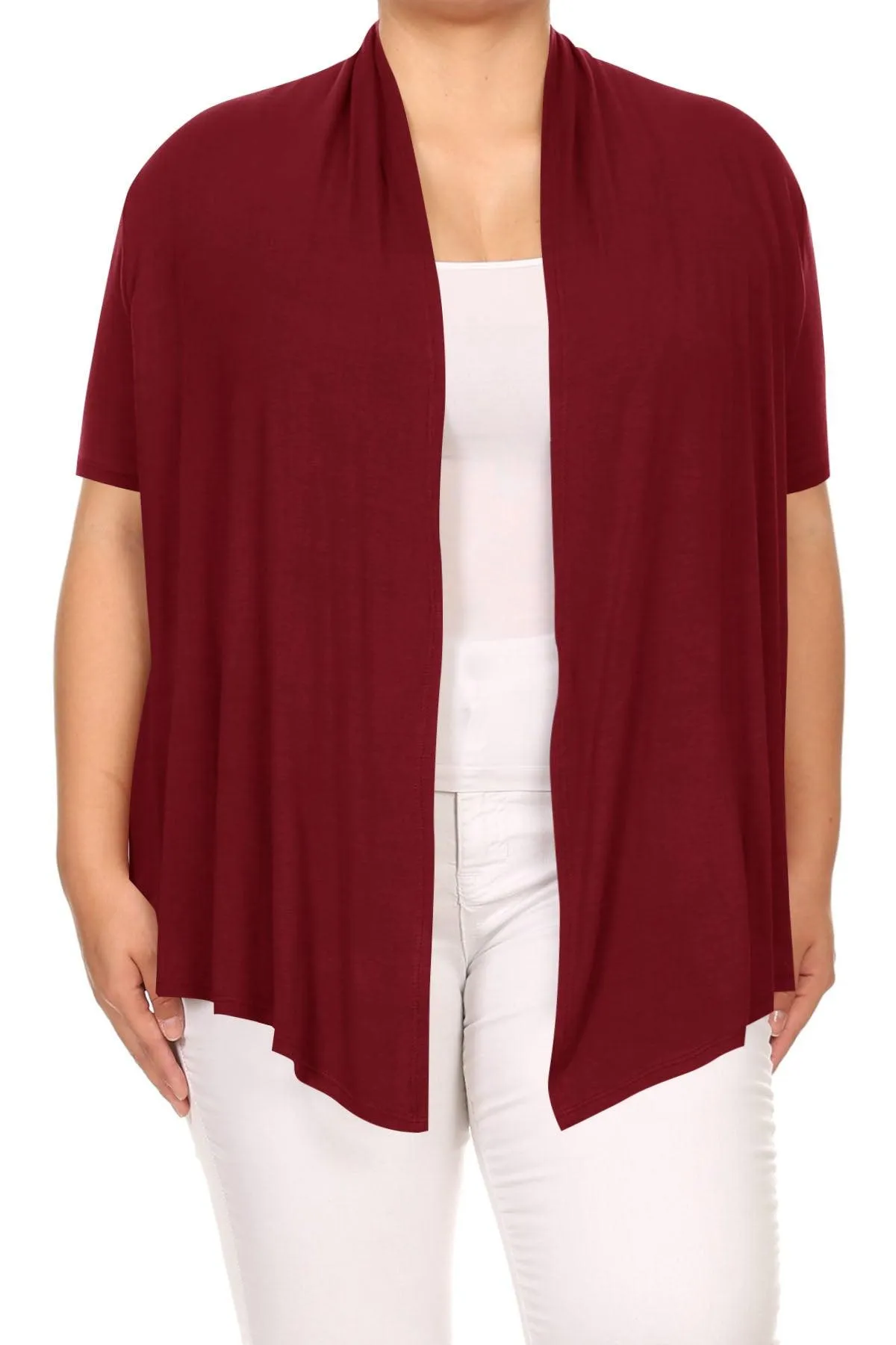 Women's Plus Size Casual Short Sleeve Loose Fit Solid Draped Open Cardigan (Pack of 2)